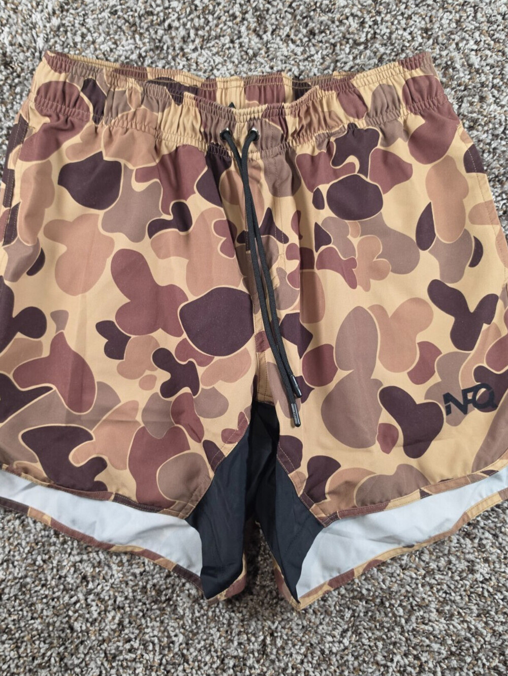 NFQ Athletic Lined Shorts Men L Brown Tan Camo Print